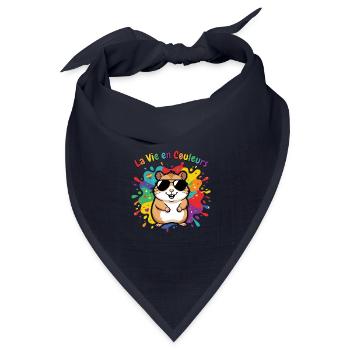 Leben in Regenbogenhamsterfarben - Bandana Dreieckstuch - Navy - Vorne