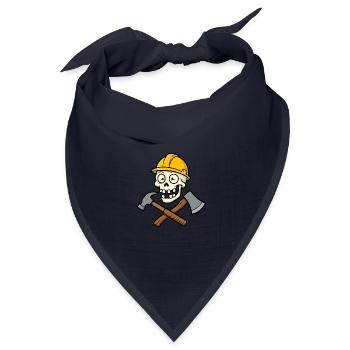 Lustiger Bauarbeiter-Schädel - Bandana Dreieckstuch - Navy - Vorne