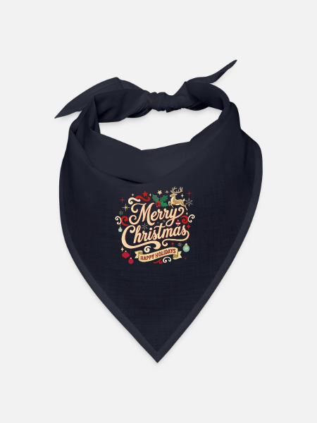 Merry Christmas Vintage Schriftzug - Bandana Dreieckstuch - Navy