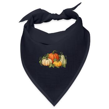 Herbst Kürbis mit vier Kürbissen botanischer Stil  - Bandana Dreieckstuch - Navy - Vorne