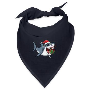 Weihnachtshai mit Lichterkette Hai Fisch Christmas - Bandana Dreieckstuch - Navy - Vorne