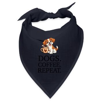 Dogs Coffee Repeat - Bandana Dreieckstuch - Navy - Vorne