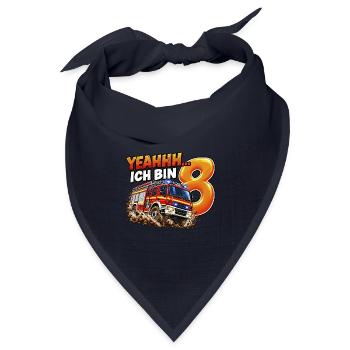 Feuerwehr zum 8. Geburtstag – Yeahhh ich bin 8 - Bandana Dreieckstuch - Navy - Vorne