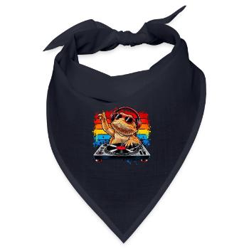 Bearded Dragon DJ Rainbow Vibes - Bandana Dreieckstuch - Navy - Vorne