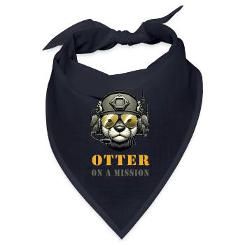 Otter mit Militärhelm und Otter on a Mission - Bandana Dreieckstuch - Navy - Vorne