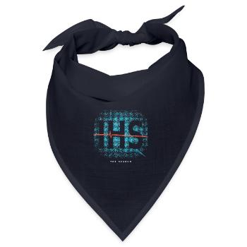 IHS Signal – Cyan & Koralle (vorne) - Bandana Dreieckstuch - Navy - Vorne