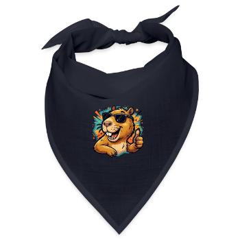 Cooles Capybara-Daumen-hoch süßes Tier-Meme-T-Shirt - Bandana Dreieckstuch - Navy - Vorne