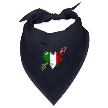 Italien Flagge Herz mit Pfeil used look - Bandana Dreieckstuch - Navy - Vorne