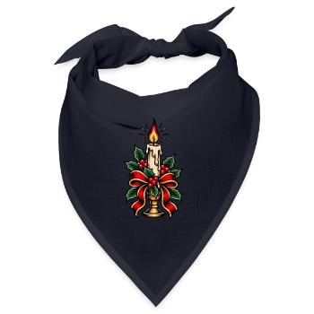 Kerzenbeleuchteter Stechpalmen-Weihnachtsbogen - Bandana Dreieckstuch - Navy - Vorne