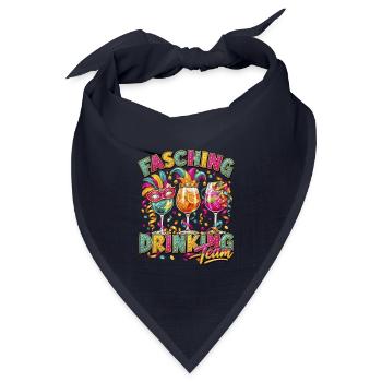 Fasching Drinking Team – Bunte Partygläser - Bandana Dreieckstuch - Navy - Vorne