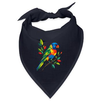 Bunter Regenbogenlori auf einem Zweig   - Bandana Dreieckstuch - Navy - Vorne
