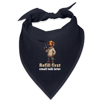 Refill First, Small Talk Later – Kaffee-Dackel - Bandana Dreieckstuch - Navy - Vorne