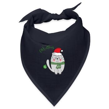 Weihnachtskatze  - Bandana Dreieckstuch - Navy - Vorne