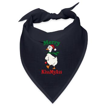 Merry KissMyAss – Weihnachtsgans mit Humor - Bandana Dreieckstuch - Navy - Vorne