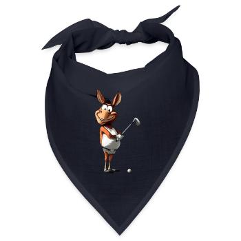 Esel Golf / Golfspieler Esel - Bandana Dreieckstuch - Navy - Vorne