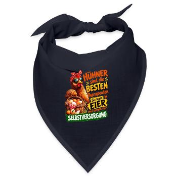 Hühner sind die besten Therapeuten Eier - Bandana Dreieckstuch - Navy - Vorne