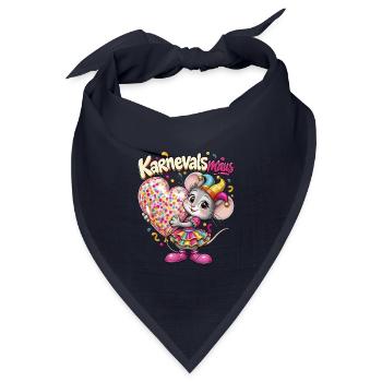 Süße Karnevalsmaus im bunten Kleid mit Herzballon - Bandana Dreieckstuch - Navy - Vorne