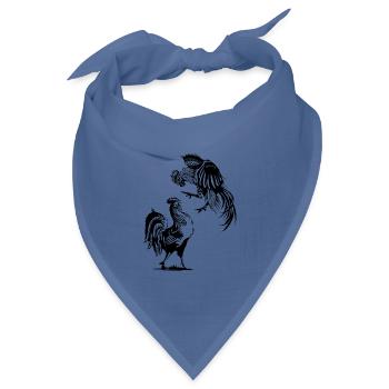 Hahnenkampf Huhn Henne Ei Hahn - Bandana Dreieckstuch - Taubenblau - Vorne