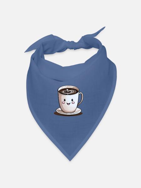 Lächelnde Tasse Kaffee - Bandana Dreieckstuch - Taubenblau