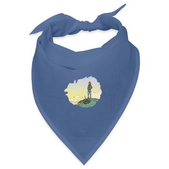 Der abenteuerlustige Fuchs – Horizon & Vélo - Bandana Dreieckstuch - Taubenblau - Vorne