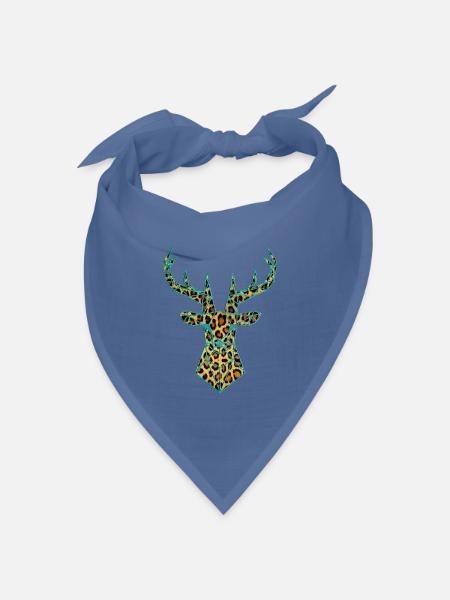 Hirsch PopArt Tuerkis - Bandana Dreieckstuch - Taubenblau
