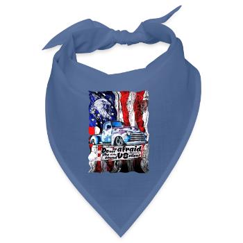 Vintage Truck im US-Flaggenlook - Bandana Dreieckstuch - Taubenblau - Vorne