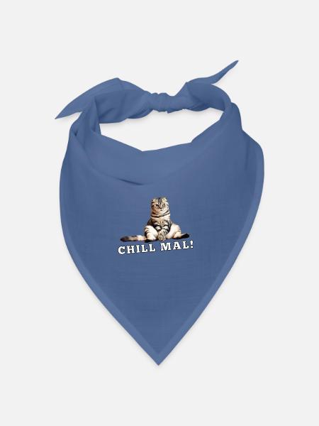 Katze Chill mal - Bandana Dreieckstuch - Taubenblau