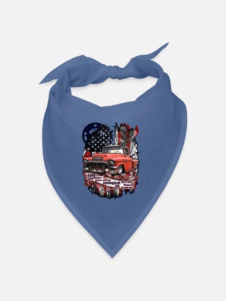 Legendärer V8 Pick Up Truck Amerikanische Fahne - Bandana Dreieckstuch - Taubenblau