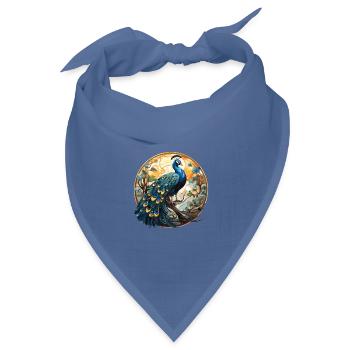 Pfauenbunte Aquarell-Tierillustration - Bandana Dreieckstuch - Taubenblau - Vorne