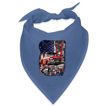 Vintage Truck Americana Kollage - Bandana Dreieckstuch - Taubenblau - Vorne