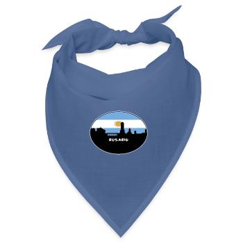 Rosario Argentinien Flagge Skyline Silhouette Reisen - Bandana Dreieckstuch - Taubenblau - Vorne