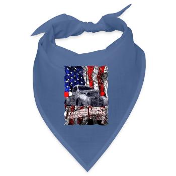 Patriotischer Oldtimer Collage - Bandana Dreieckstuch - Taubenblau - Vorne
