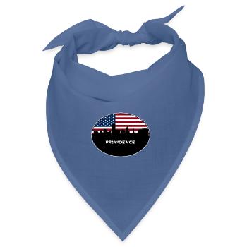 Providence Rhode Island USA Flagge Skyline Reisen So - Bandana Dreieckstuch - Taubenblau - Vorne