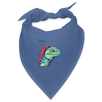 Basilisk Buntes Aquarell Cartoon Kawaii Tier - Bandana Dreieckstuch - Taubenblau - Vorne