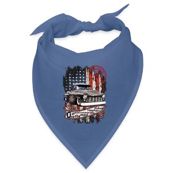 Vintager Pickup mit US-Flagge - Bandana Dreieckstuch - Taubenblau - Vorne