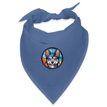 Alaskan Klee Kai Hunderasse Aquarell Illustration - Bandana Dreieckstuch - Taubenblau - Vorne