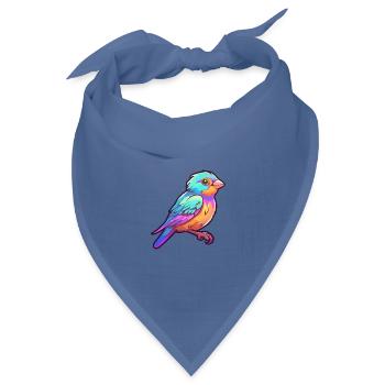 Sperling Buntes Aquarell Cartoon Kawaii Tier - Bandana Dreieckstuch - Taubenblau - Vorne