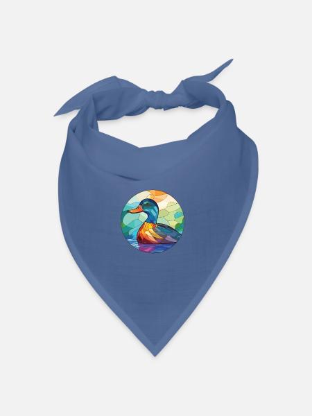 Bunte Aquarell-Tierhaustierillustration der Ente - Bandana Dreieckstuch - Taubenblau