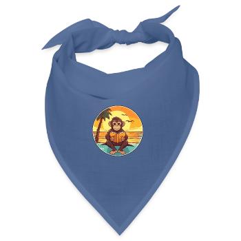 Affe Niedliche Lustige Karikatur Kawaii Buch Strand - Bandana Dreieckstuch - Taubenblau - Vorne