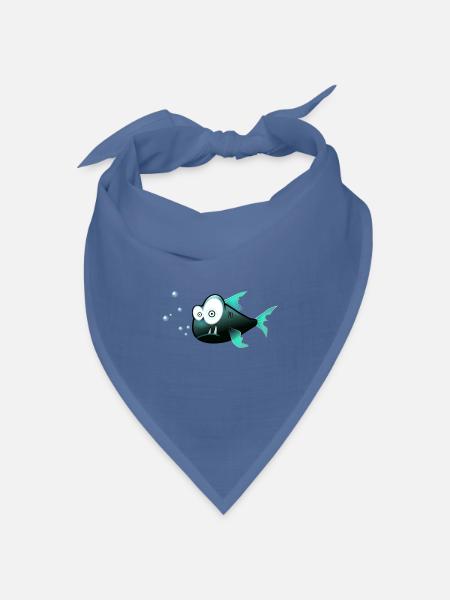 Blubberfisch Cartoon Teal - Bandana Dreieckstuch - Taubenblau