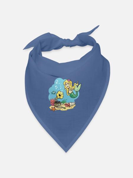 Meerjungfrau mit Grammophone, Unterwasserwelt - Bandana Dreieckstuch - Taubenblau