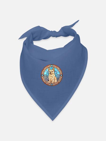 Norwegische Buhund Hunderasse Buntglas Bunt - Bandana Dreieckstuch - Taubenblau