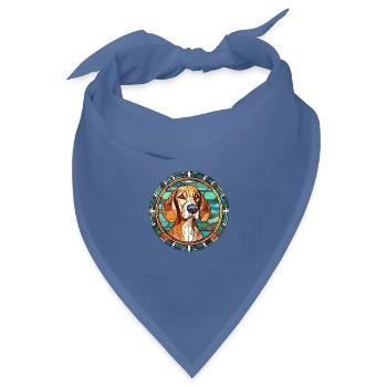 Andalusischer Jagdhund Hunderasse Buntglas Bunt - Bandana Dreieckstuch - Taubenblau - Vorne