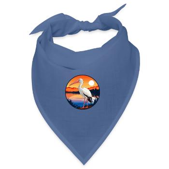 Ibis Buntes Aquarell Cartoon Kawaii Tier - Bandana Dreieckstuch - Taubenblau - Vorne