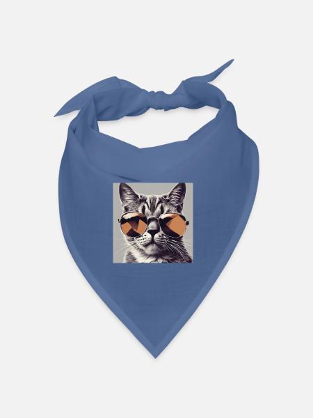 Cool Cat #1 - Bandana Dreieckstuch - Taubenblau