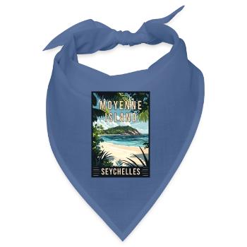 Erleben Sie die Gelassenheit der Moyenne-Insel, Seychellen, - Bandana Dreieckstuch - Taubenblau - Vorne