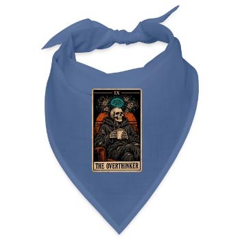 The Overthinker Tarotkarte lustiges Skelett Retro - Bandana Dreieckstuch - Taubenblau - Vorne