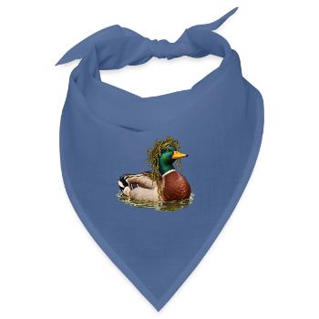 Stockente mit Pondweed-Krone - Bandana Dreieckstuch - Taubenblau - Vorne