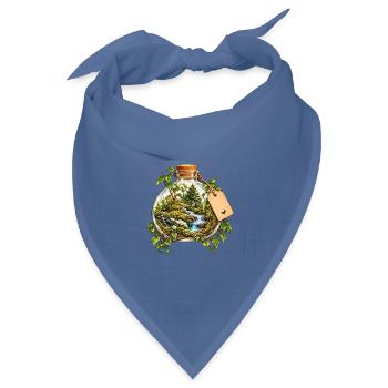 Waldlandschaft im Flaschenarrangement - Bandana Dreieckstuch - Taubenblau - Vorne