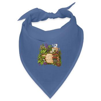 Bücherwald aus Kräutern und Tee - Bandana Dreieckstuch - Taubenblau - Vorne